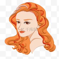 剪纸女性人物图片_剪纸效果橘色头发女性人物
