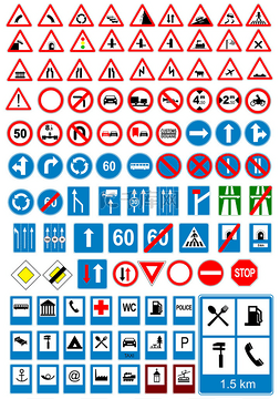 交通标志标识模板下载图片_路标图标。交通标志。矢量说明