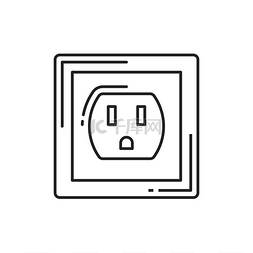 电源插座隔离电源插座细线图标。