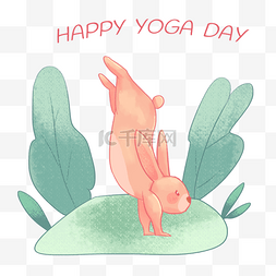 卡通世界瑜伽日动物兔子