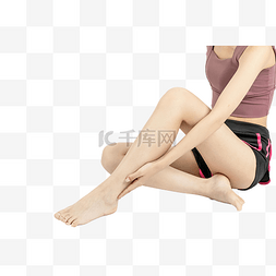美腿腿图片_坐地上的健身女孩美腿