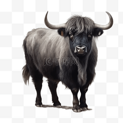 手绘动物插画图片_卡通手绘动物牦牛