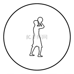 男性身体轮廓图图片_篮球运动员投掷篮球男子投篮侧视