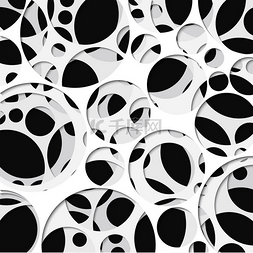 剪纸圆圈图片_剪纸背景具有 3d 效果，黑白圆圈