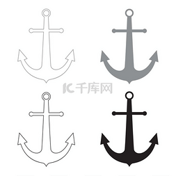 Marine anchor 黑色和灰色颜色设置图
