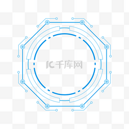 蓝色未来科技边框图片_蓝色八边形科技边框