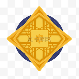 旋转黄色方块韩国传统边框花纹