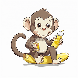 香蕉小图片_正在吃香蕉的小猴子