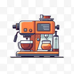 卡通可爱咖啡图片_卡通扁平可爱橙色咖啡机
