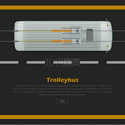 无轨电车在路上概念性网页横幅。