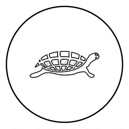 爬行动物图像图片_龟龟图标黑色轮廓矢量插图平面样