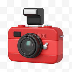 c4d立体装饰图片_C4D立体旅行小装饰红色照相机