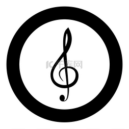 高音音乐会图片_圆形或圆形矢量插图中的高音谱号