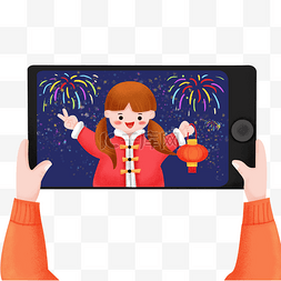 云拜年图片_新年春节iPad拜年云拜年女孩