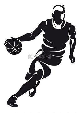 手绘篮球运动员图片_篮球运动员、 剪影