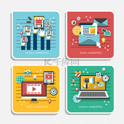 卡通web图标图片_市场营销的概念的平面设计图标