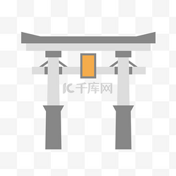 日式插画图片_棕灰色日式鸟居建筑