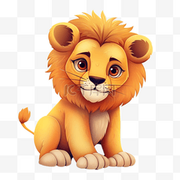 猫和老鼠狮子图片_扁平插画手绘免抠元素狮子
