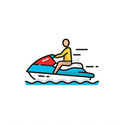 高速动力摩托艇男子骑水上自行车