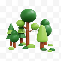 an树林素材图片_3D立体夏季树林