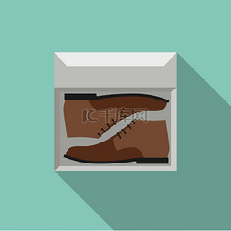 鞋盒鞋子图片_在盒子里的棕色鞋子。