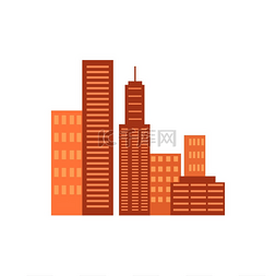 城市建筑金融背景图片_几座摩天大楼、塔楼和棕色高层建