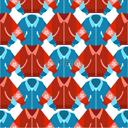 几何服装背景图片_冬季运动夹克无缝图案蓝色和红色