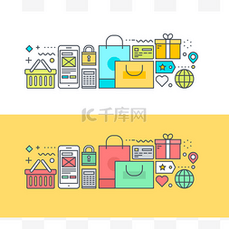 商店图表图片_Thin line flat design concept on the theme of