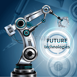 电脑未来图片_带有未来技术符号矢量图的机器人