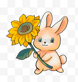 兔子手拿向日葵