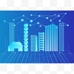 房地产科技背景图片_科技蓝色大楼