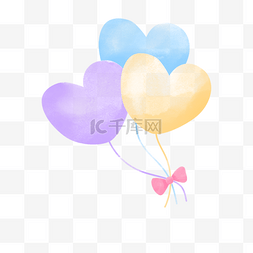 蝴蝶结水彩图片_爱心气球透明蝴蝶结粉色图片绘画