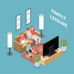 时间矢量图标图片_家庭休闲游戏等距人物组成所有家