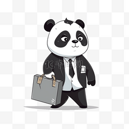 公务员卡通图片_一只西装上班族熊猫
