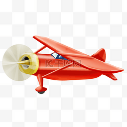 仿真飞机模型图片_双翼飞机复古红色卡通