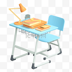 3D立体C4D开学季文具教育书桌