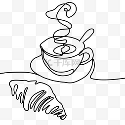 咖啡抽象图片_饮料持续的抽象线条画咖啡杯