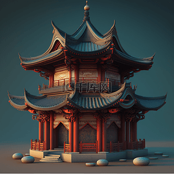 3D中式古风建筑塔