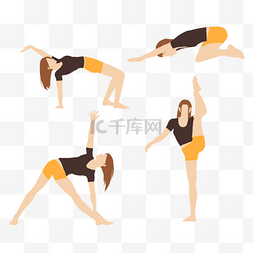 瑜伽动作图片_女性瑜伽运动姿势