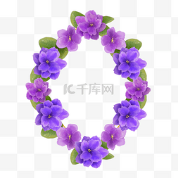 水彩紫罗兰花卉婚礼边框植物