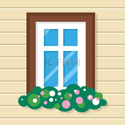房间里的花图片_有花的窗口在房子里。
