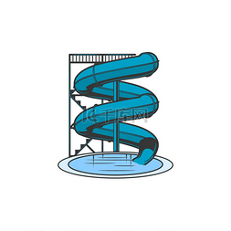 滑水图标图片_水滑梯隔离水上乐园波浪滑块和水