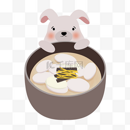 可爱动物韩国传统美食年糕汤插图