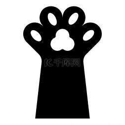 简单猫图片_爪猫宠物概念图标黑色矢量插图图