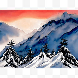 夕阳下的风景图片_晚霞下的雪山