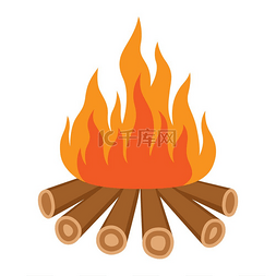 温暖壁炉图片_篝火的插图旅游业和商业的广告图