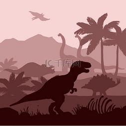 恐龙的轮廓图层背景横幅图.
