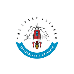 太空探索飞船徽章标签标志图标矢