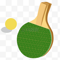 右侧面绿色圆点木质乒乓球剪贴画