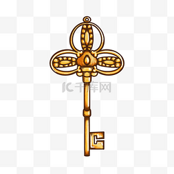 钥匙古代图片_三叶草造型金属古老复古钥匙